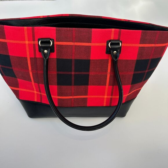 NWOT Kate Spade New York Medium Harmony Plaid Tote Bag With Black Leather Bottom - Picture 6 of 13